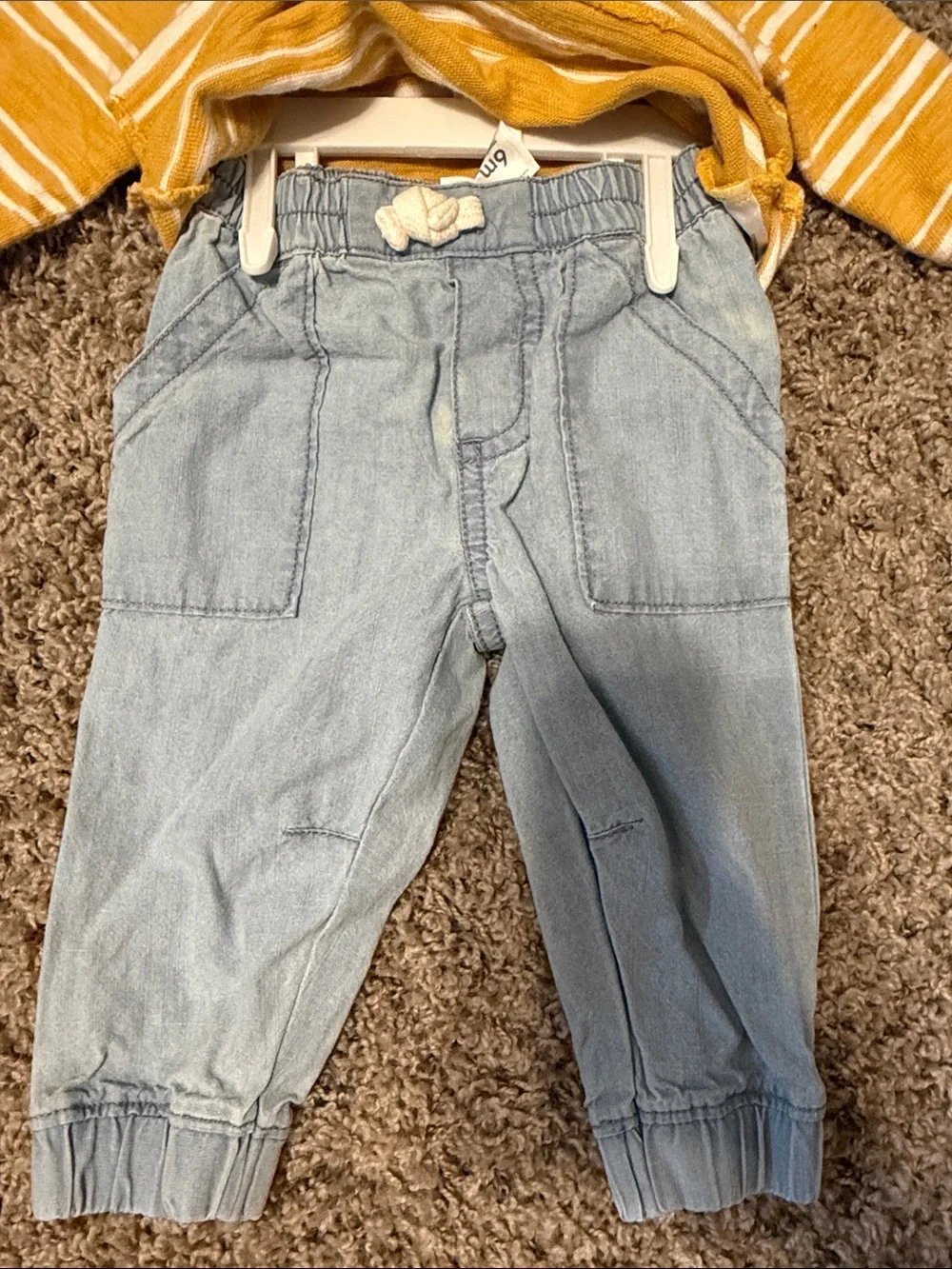 Carter's Yellow & White Striped 'Wild Little One' Top with Light Blue Pants